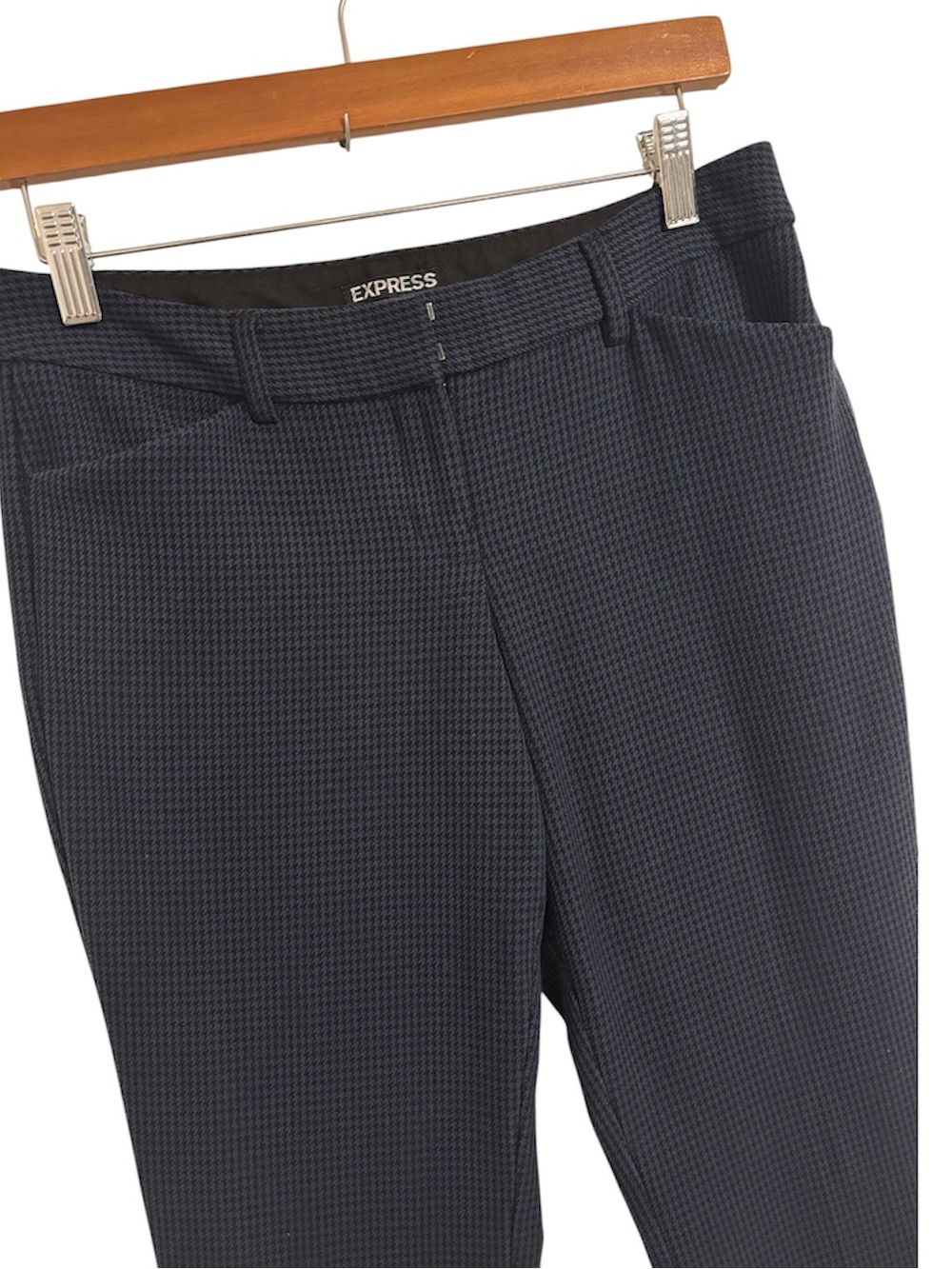 Express Editor Navy, Black Mini Houndstooth Pants Trousers